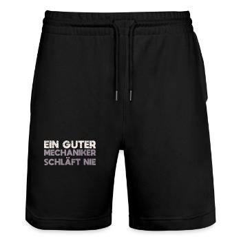 Ein Guter Mechaniker Schläft Nie - Stanley/Stella Unisex Bio Joggingshorts Trainer  - Schwarz - Vorne - Nik (191cm) & Marisol (170cm)