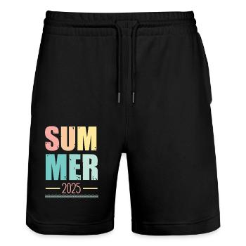 Summer 2025 - Stanley/Stella Unisex Bio Joggingshorts Trainer  - Schwarz - Vorne - Nik (191cm) & Marisol (170cm)