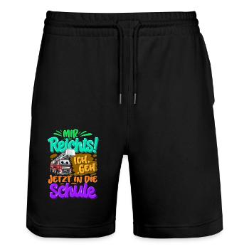Einschulung Feuerwehr - Stanley/Stella Unisex Bio Joggingshorts Trainer  - Schwarz - Vorne - Nik (191cm) & Marisol (170cm)