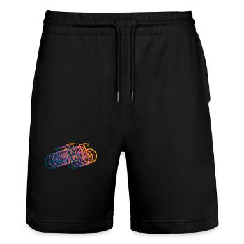Bicycle Road Bike Vintage Retro - Stanley/Stella Trainer Unisex Organic Jogging Shorts - black - Front - Nik (191cm) & Marisol (170cm)