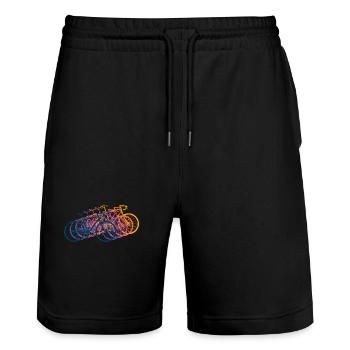 Bicycle Road Bike Vintage Retro Grunge - Stanley/Stella Trainer Unisex Organic Jogging Shorts - black - Front - Nik (191cm) & Marisol (170cm)