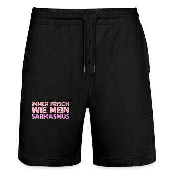 Immer Frisch – Wie Mein Sarkasmus - Stanley/Stella Unisex Bio Joggingshorts Trainer  - Schwarz - Vorne - Nik (191cm) & Marisol (170cm)