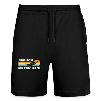 Piscine Sun Friends - Short de jogging bio TRAINER Stanley/Stella unisexe - noir - Devant - Nik (191cm) & Marisol (170cm)