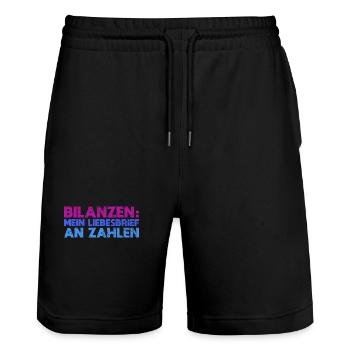Bilanzen: Mein Liebesbrief An Zahlen - Stanley/Stella Unisex Bio Joggingshorts Trainer  - Schwarz - Vorne - Nik (191cm) & Marisol (170cm)