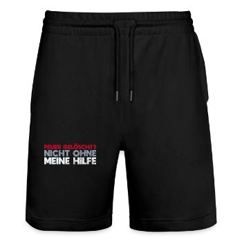 Feuer Gelöscht Nicht Ohne Meine Hilfe - Stanley/Stella Unisex Bio Joggingshorts Trainer  - Schwarz - Vorne - Nik (191cm) & Marisol (170cm)
