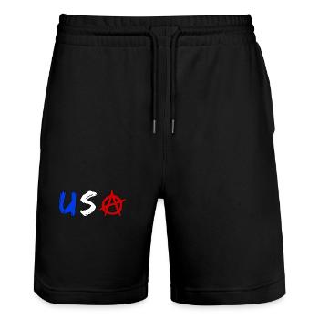 Anarchie aux États-Unis - Short de jogging bio TRAINER Stanley/Stella unisexe - noir - Devant - Nik (191cm) & Marisol (170cm)