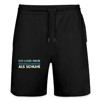 Ich Habe Mehr Persönlichkeiten Als Schuhe - Stanley/Stella Unisex Bio Joggingshorts Trainer  - Schwarz - Vorne - Nik (191cm) & Marisol (170cm)