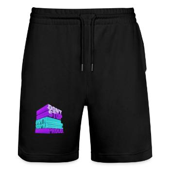 Do not stop until you are proud. - Stanley/Stella Trainer Unisex Organic Jogging Shorts - black - Front - Nik (191cm) & Marisol (170cm)
