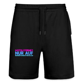 Hotelsterne? Nur Auf Bewertungsportalen - Stanley/Stella Unisex Bio Joggingshorts Trainer  - Schwarz - Vorne - Nik (191cm) & Marisol (170cm)