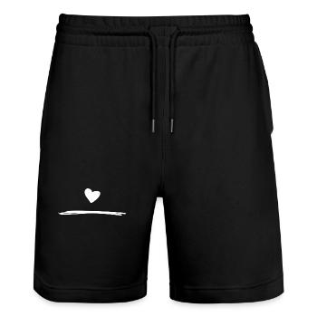 herz symbol linie liebe - Stanley/Stella Unisex Bio Joggingshorts Trainer  - Schwarz - Vorne - Nik (191cm) & Marisol (170cm)
