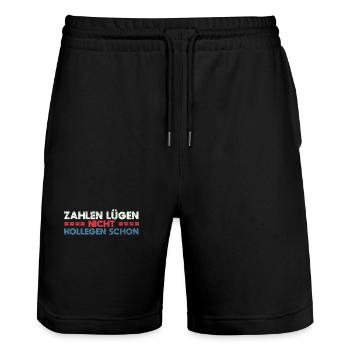 Zahlen Lügen Nicht, Kollegen Schon - Stanley/Stella Unisex Bio Joggingshorts Trainer  - Schwarz - Vorne - Nik (191cm) & Marisol (170cm)
