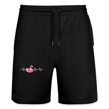 Heartbeat in Pink - Flamingo Edition - Stanley/Stella Unisex Bio Joggingshorts Trainer  - Schwarz - Vorne - Nik (191cm) & Marisol (170cm)
