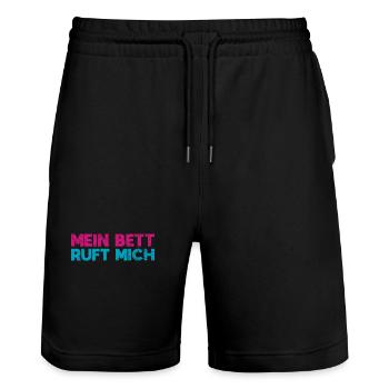 Mein Bett Ruft Mich - Stanley/Stella Unisex Bio Joggingshorts Trainer  - Schwarz - Vorne - Nik (191cm) & Marisol (170cm)