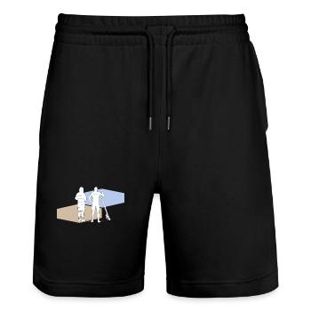 Surfer - Stanley/Stella Unisex Bio Joggingshorts Trainer  - Schwarz - Vorne - Nik (191cm) & Marisol (170cm)