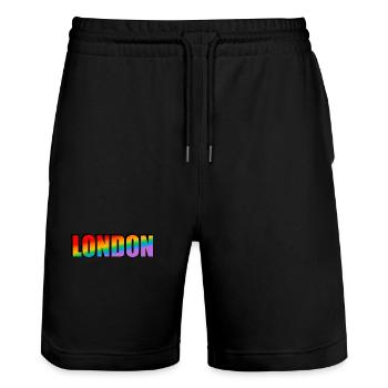 London Rainbow LGBTQ Pride - Stanley/Stella Trainer Unisex Organic Jogging Shorts - black - Front - Nik (191cm) & Marisol (170cm)