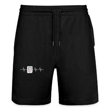 Press Start - I love Retro Gaming - Stanley/Stella Trainer Unisex Organic Jogging Shorts - black - Front - Nik (191cm) & Marisol (170cm)
