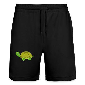 Schildkröte - Stanley/Stella Unisex Bio Joggingshorts Trainer  - Schwarz - Vorne - Nik (191cm) & Marisol (170cm)