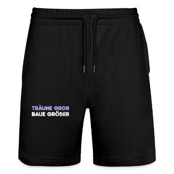Träume Groß, Baue Größer - Stanley/Stella Unisex Bio Joggingshorts Trainer  - Schwarz - Vorne - Nik (191cm) & Marisol (170cm)