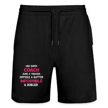 Super Coach - Short de jogging bio TRAINER Stanley/Stella unisexe - noir - Devant - Nik (191cm) & Marisol (170cm)