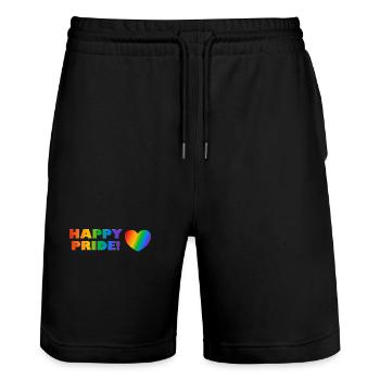 Happy Pride Cœur Arc-en-ciel LGBTQ - Short de jogging bio TRAINER Stanley/Stella unisexe - noir - Devant - Nik (191cm) & Marisol (170cm)