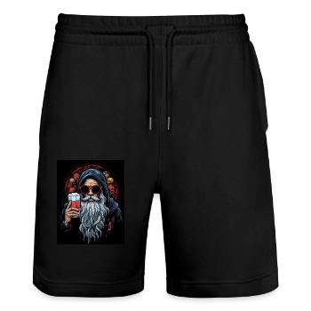 Bierliebhaber - Stanley/Stella Unisex Bio Joggingshorts Trainer  - Schwarz - Vorne - Nik (191cm) & Marisol (170cm)