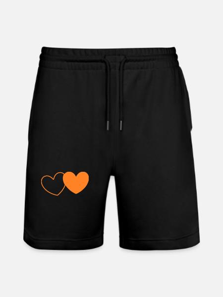 Valentine's Day Heart Orange - Stanley/Stella Trainer Unisex Organic Jogging Shorts - black