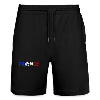 Frankreich Anarchie - Stanley/Stella Unisex Bio Joggingshorts Trainer  - Schwarz - Vorne - Nik (191cm) & Marisol (170cm)