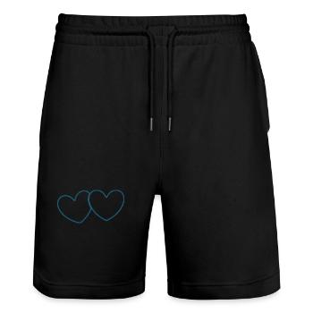 blue heart valentine's day - Stanley/Stella Trainer Unisex Organic Jogging Shorts - black - Front - Nik (191cm) & Marisol (170cm)