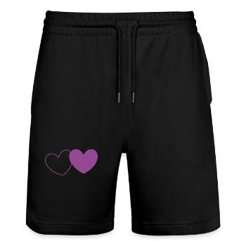 Heart Violet 2 Hearts Valentine's Day - Stanley/Stella Trainer Unisex Organic Jogging Shorts - black - Front - Nik (191cm) & Marisol (170cm)