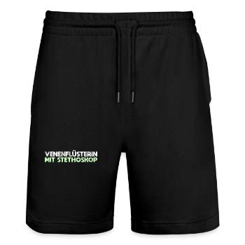 Venenflüsterin Mit Stethoskop - Stanley/Stella Unisex Bio Joggingshorts Trainer  - Schwarz - Vorne - Nik (191cm) & Marisol (170cm)