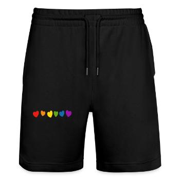 Coeurs arc-en-ciel LGBT Pride - Short de jogging bio TRAINER Stanley/Stella unisexe - noir - Devant - Nik (191cm) & Marisol (170cm)