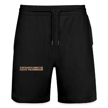 Stationsschwester Sucht Pausenraum - Stanley/Stella Unisex Bio Joggingshorts Trainer  - Schwarz - Vorne - Nik (191cm) & Marisol (170cm)