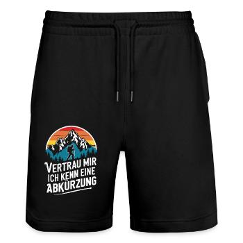 Wandern Wanderer Wanderung Berge Wald - Stanley/Stella Unisex Bio Joggingshorts Trainer  - Schwarz - Vorne - Nik (191cm) & Marisol (170cm)