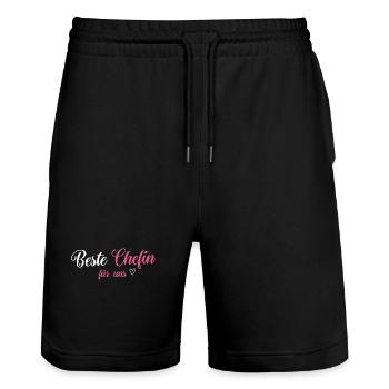 Cheffin Gifts for Birthday Sayings - Stanley/Stella Trainer Unisex Organic Jogging Shorts - black - Front - Nik (191cm) & Marisol (170cm)