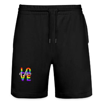 Love Is Love - Stanley/Stella Unisex Bio Joggingshorts Trainer  - Schwarz - Vorne - Nik (191cm) & Marisol (170cm)