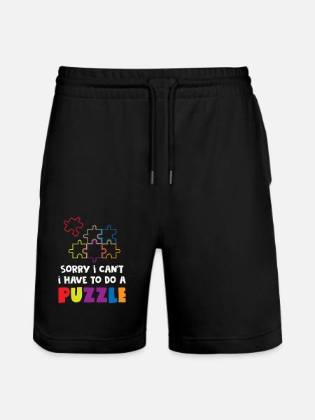 Funny Puzzle Lover - Stanley/Stella Trainer Unisex Organic Jogging Shorts - black