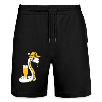 bier bayern alkohol saufen party feier - Stanley/Stella Unisex Bio Joggingshorts Trainer  - Schwarz - Vorne - Nik (191cm) & Marisol (170cm)
