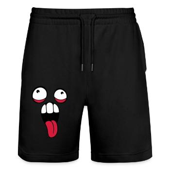 crazy face head eyes tongue mouth outstretched - Stanley/Stella Trainer Unisex Organic Jogging Shorts - black - Front - Nik (191cm) & Marisol (170cm)