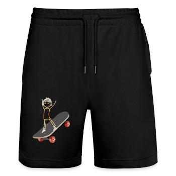 Skater Skateboard - Stanley/Stella Unisex Bio Joggingshorts Trainer  - Schwarz - Vorne - Nik (191cm) & Marisol (170cm)