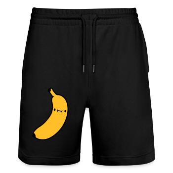 kleine suesse banane mit - Stanley/Stella Unisex Bio Joggingshorts Trainer  - Schwarz - Vorne - Nik (191cm) & Marisol (170cm)