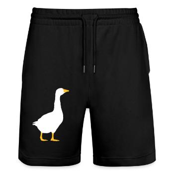 Design goose silhouette - Stanley/Stella Trainer Unisex Organic Jogging Shorts - black - Front - Nik (191cm) & Marisol (170cm)