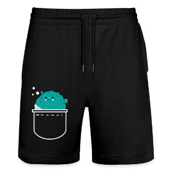 Kugelfisch - Stanley/Stella Unisex Bio Joggingshorts Trainer  - Schwarz - Vorne - Nik (191cm) & Marisol (170cm)