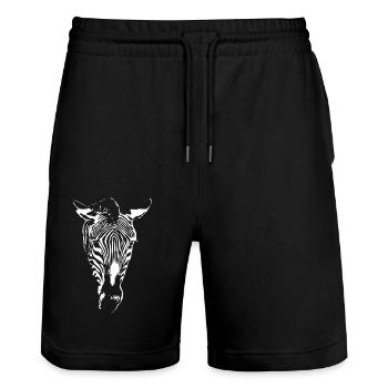 Zebra crossings | Black and White Striped - Stanley/Stella Trainer Unisex Organic Jogging Shorts - black - Front - Nik (191cm) & Marisol (170cm)