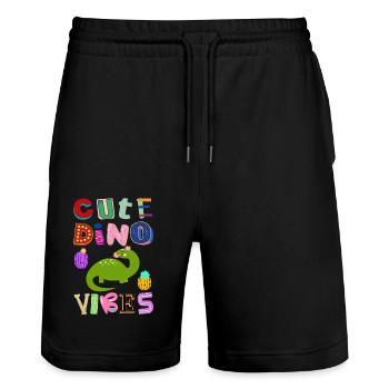 Cute Dino Vibes 4 - Stanley/Stella Unisex Bio Joggingshorts Trainer  - Schwarz - Vorne - Nik (191cm) & Marisol (170cm)
