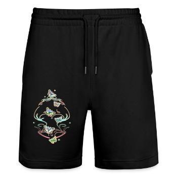 Papillons Vrilles Ornements Motifs - Short de jogging bio TRAINER Stanley/Stella unisexe - noir - Devant - Nik (191cm) & Marisol (170cm)