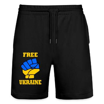 Free ukraine - Stanley/Stella Unisex Bio Joggingshorts Trainer  - Schwarz - Vorne - Nik (191cm) & Marisol (170cm)