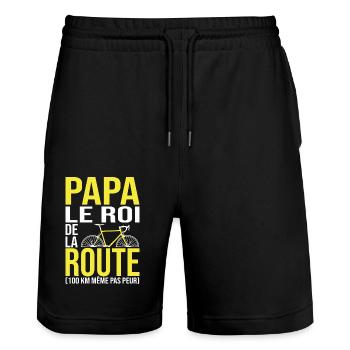 Papa Cycliste vélo cadeau papa velo père - Short de jogging bio TRAINER Stanley/Stella unisexe - noir - Devant - Nik (191cm) & Marisol (170cm)