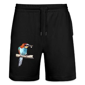 Bienenfresser Paar Teil 1 - Stanley/Stella Unisex Bio Joggingshorts Trainer  - Schwarz - Vorne - Nik (191cm) & Marisol (170cm)