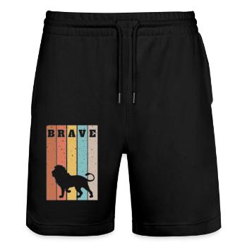 this is to remind you that you are a brave person - Stanley/Stella Trainer Unisex Organic Jogging Shorts - black - Front - Nik (191cm) & Marisol (170cm)