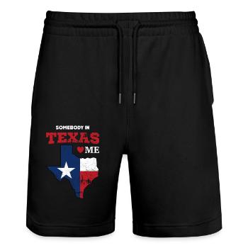 State of Texas Somebody Loves Me Souvenir Gift - Short de jogging bio TRAINER Stanley/Stella unisexe - noir - Devant - Nik (191cm) & Marisol (170cm)